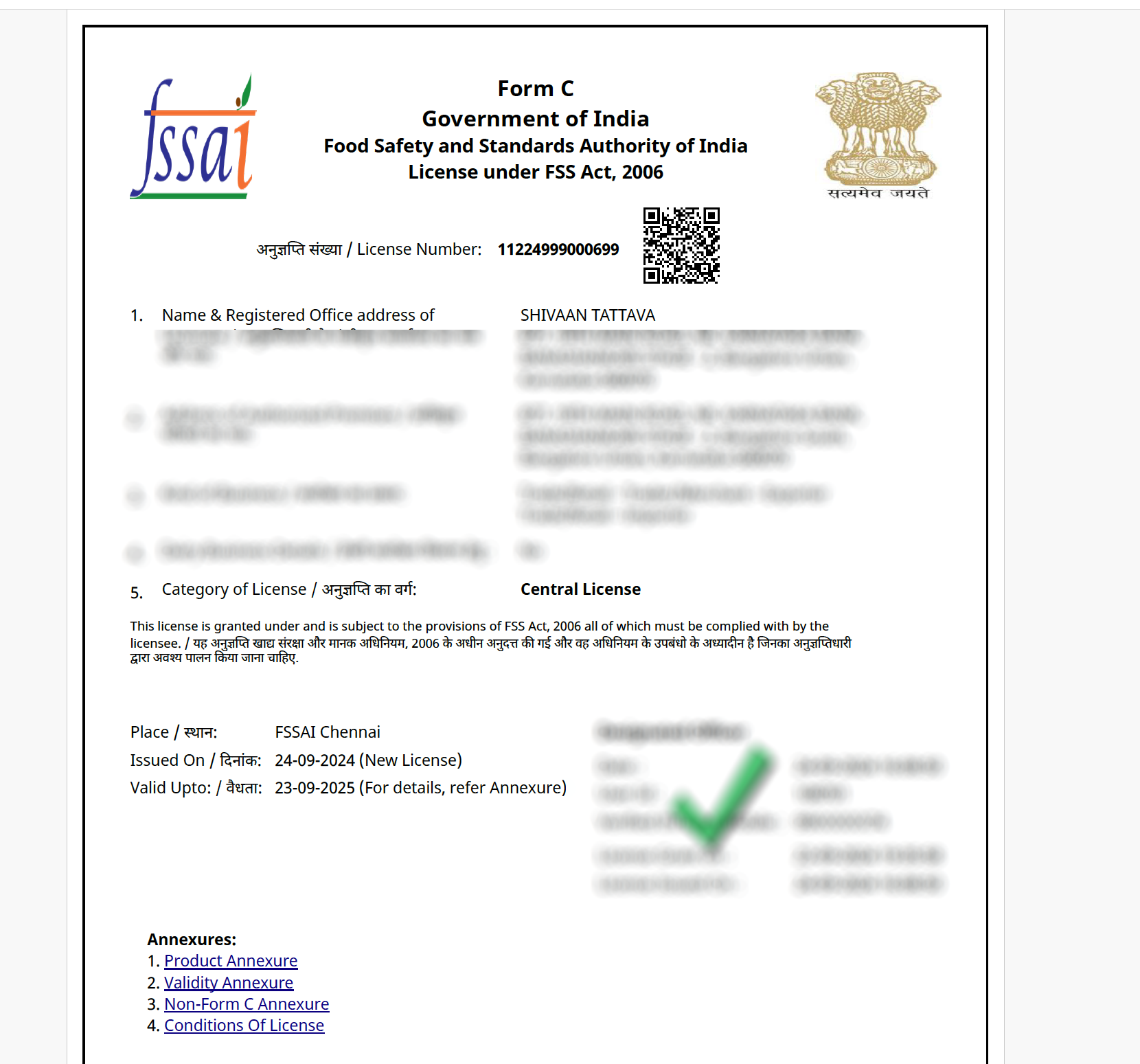 FSSAI Certificate